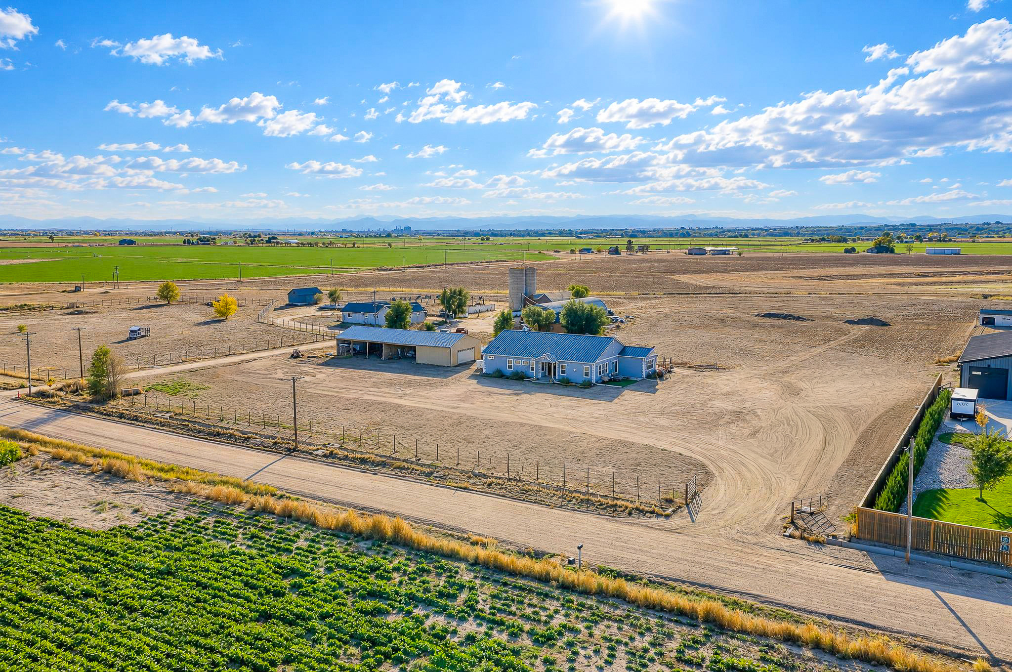 Acreage Aerial — custom 2023 ranch home on 4 acres in Platteville, Colorado