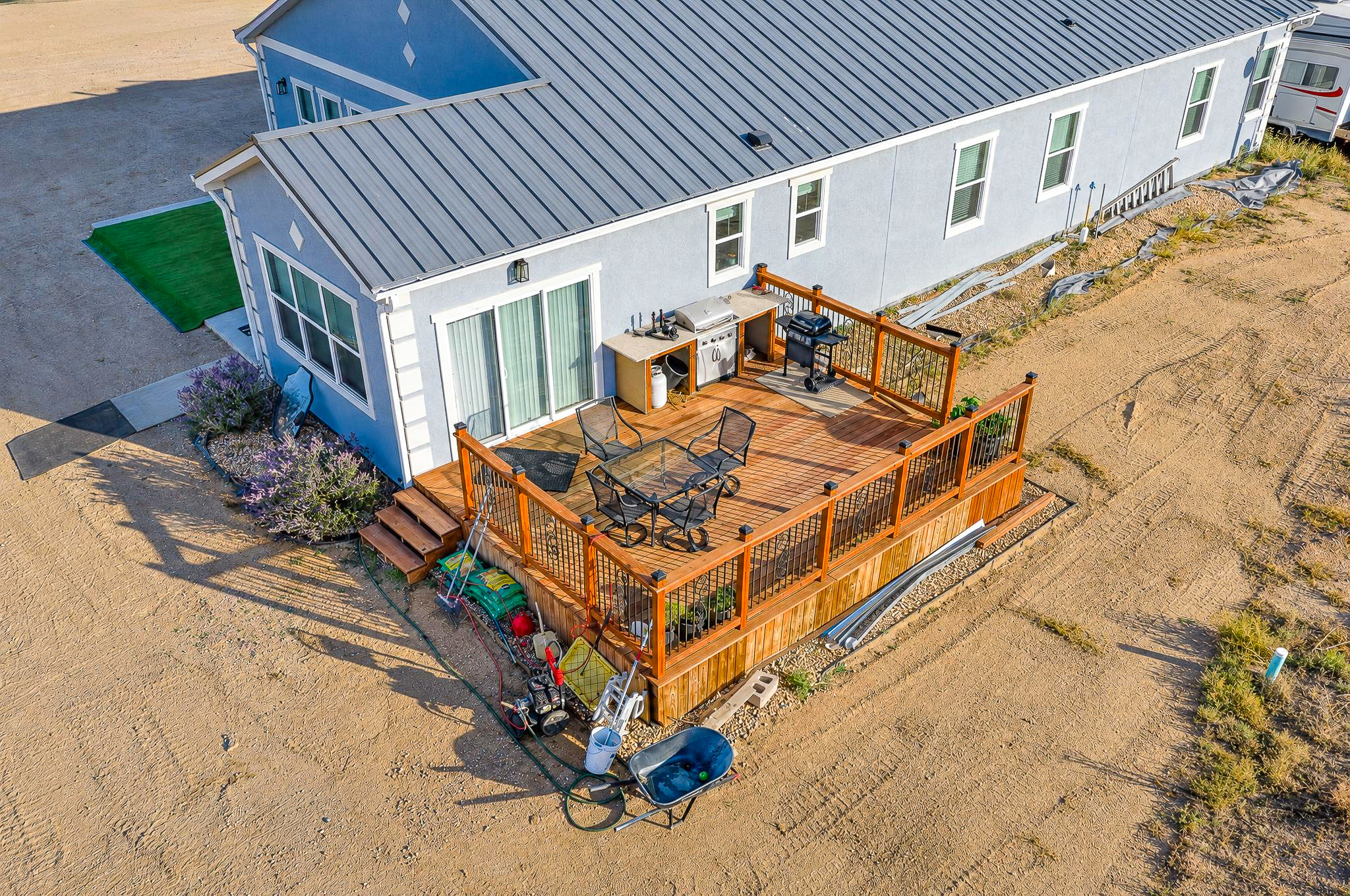 Deck Aerial — custom 2023 ranch home on 4 acres in Platteville, Colorado